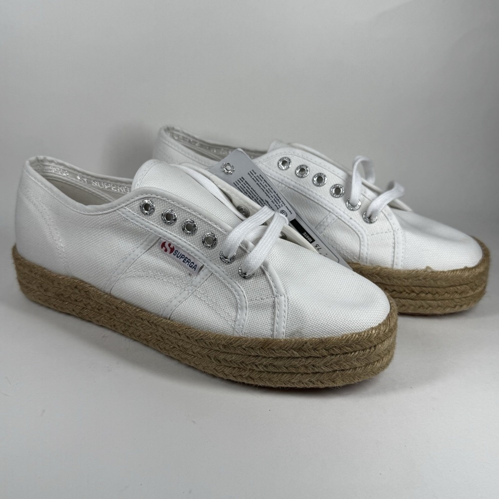 Superga Women's Size 10 / M 8.5 / 41.5 White Cotropew Platform Sneaker Shoes